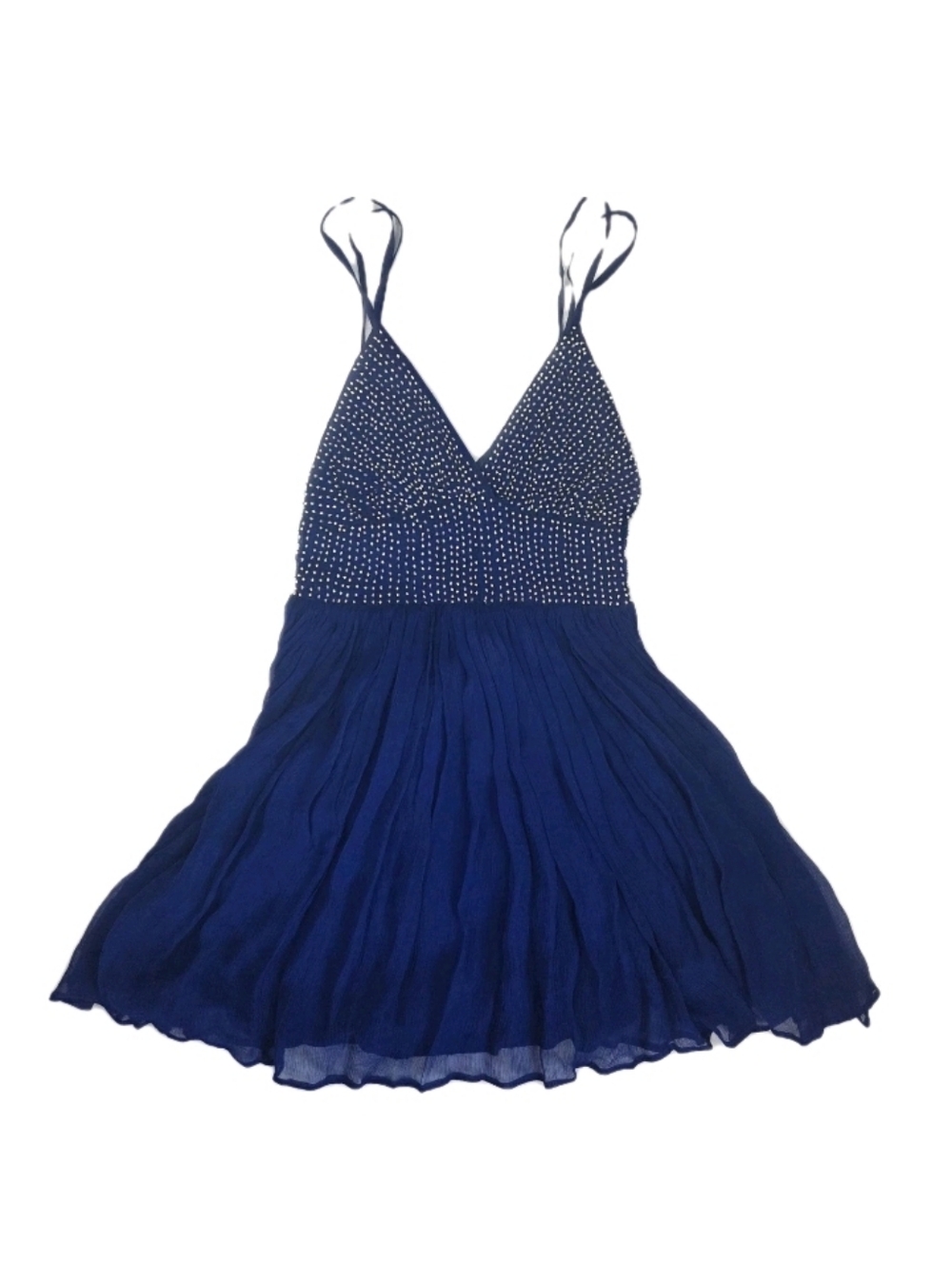 Free People Womens Like a Diamond Chiffon Mini Dress Sz 4 Blue Beaded Bodice